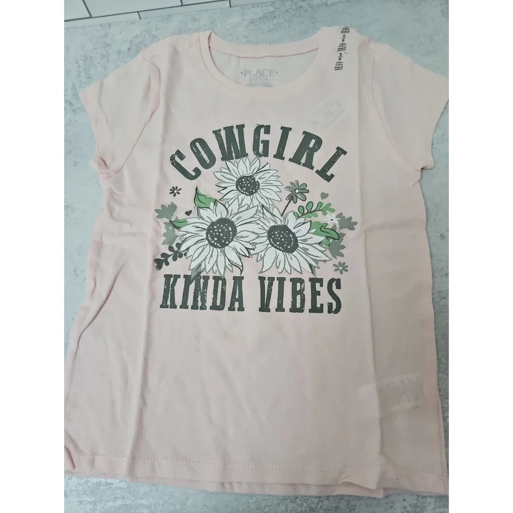 Girls Small Tshirt  🌻 Cowgirl Kinda Vibes  Tee  Pink The Childrens Place NWT